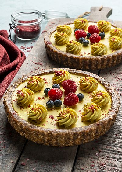 Τάρτα λεμόνι, ωμοφαγική, χωρίς ζάχαρη, vegan