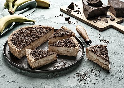 Τάρτα banoffee, χωρίς ζάχαρη, ωμοφαγική, vegan 